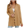 thumbnail image 4 of Button Up Cardigans for Women Plus Size Solid Color Long Sleeve Crochet Sweater Coats Casual Knitted Tops (S, Khaki), 4 of 9