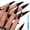 Bright black, variant on Goth Press On Nails Long Stiletto - Black French Tip Claw Press On Nails, Gothic Acrylic Fake Nails for Women