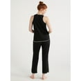 thumbnail image 3 of Joyspun Women's Cotton Blend Tank Top and Pants Pajama Set, 2-Piece, Sizes S to 3X, 3 of 5