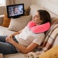 thumbnail image 4 of Almohada De Apoyo Para El Cuello En Forma De U Almohada cervical en forma de U, espuma viscoelástica de color rosa y rojo, para viajes, para avión, coche, oficina, siesta (1 unidad) JASKFLY, 4 of 8