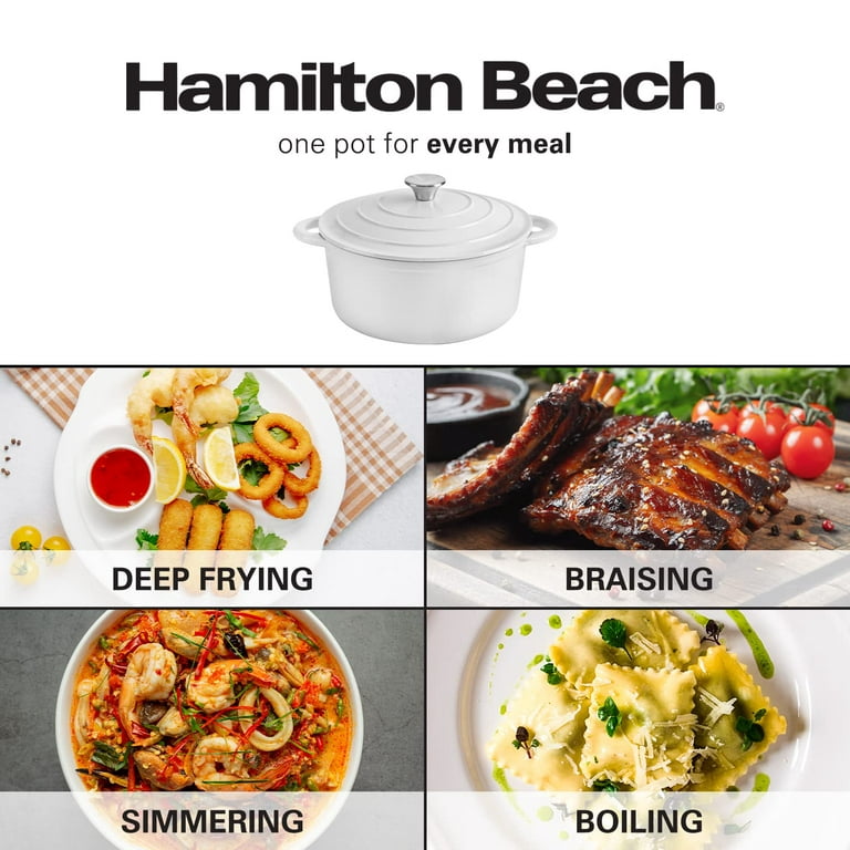 Hamilton Beach Stainless Steel 5-Quart Dutch Oven - Professional Premium  Tri-Ply Oven Safe Induction Stock Pot with Ergonomic Handle & Glass Lid 
