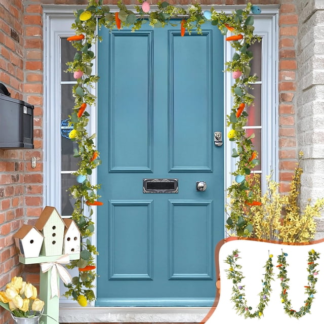 Artificial Easter Egg Garland - 6ft Multi-color Rattan Wall Hanging for Spring Decor, Farmhouse, Wedding Backdrop & Indoor Greenery