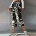 thumbnail image 2 of Endives Women's Casual Camouflage Print Cargo Pants Stretch Elastic Waist Tapered Pants With Pockets, 2 of 7