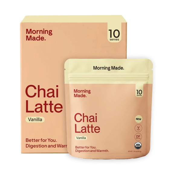 Morning Made Premium Blend Organic Chai Latte Powder, Vanilla, 10 Servings