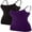 Black/purple, variant on Women Basic Cami Tanks Adjustable Spagetti Strap Built in Bra Tank Tops Cotton Undershirt, 2 Pack