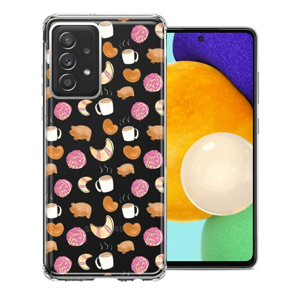 MUNDAZE for Samsung Galaxy A72 Mexican Pan Dulce Cafecito Coffee Concha Polka Dots Double Layer Phone Case Cover