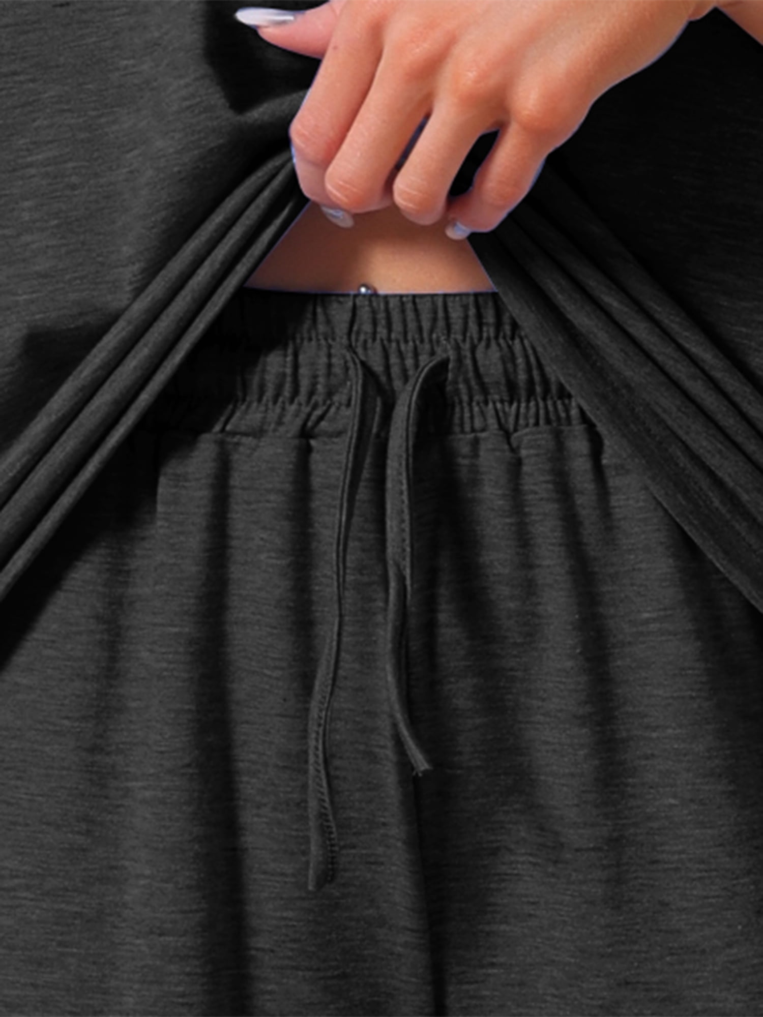 DARING DIVA Women's Soft Pajama Set Round Neck Rolled Cuffs Top with Shorts S Black