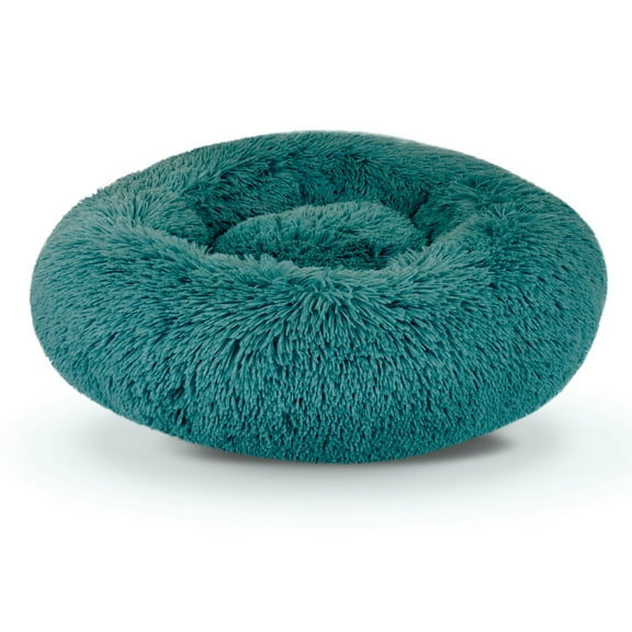 Precious Tails Super Luxe Shaggy Faux Fur Donut Bolster Dog Cat Bed - Medium