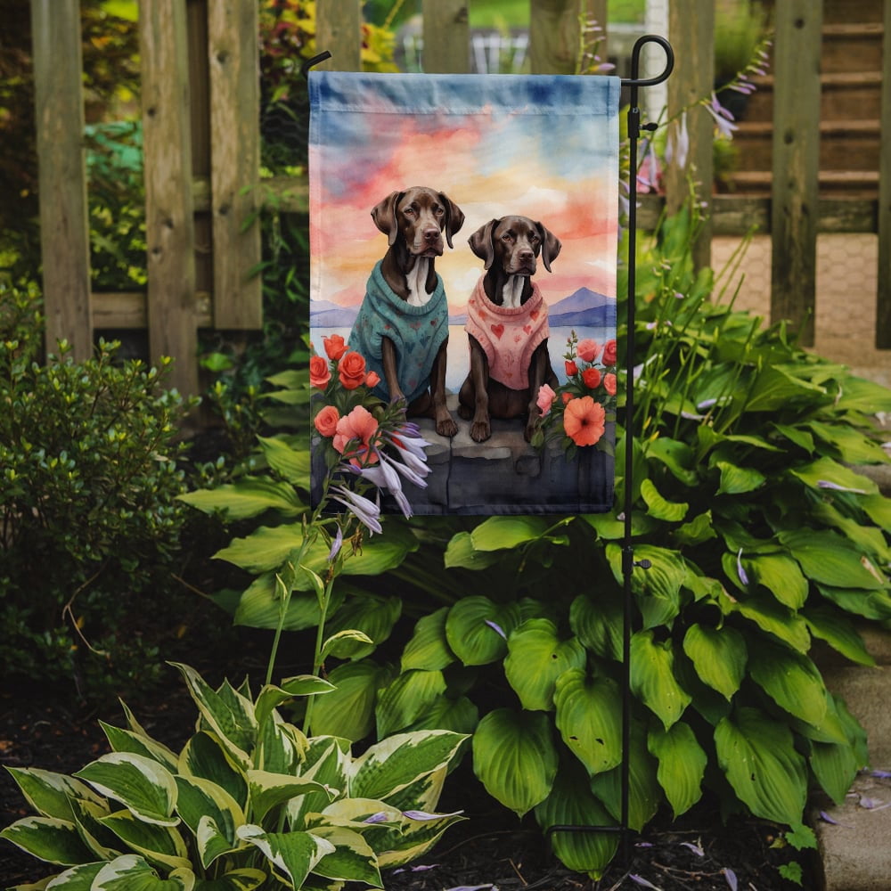 German Shorthaired Pointer Two Hearts Garden Flag 11.25 in x 15.5 in