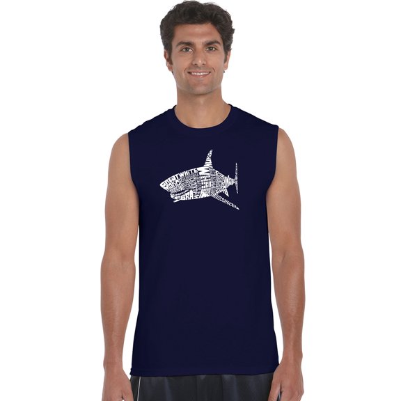 LA Pop Art Men's Word Art Sleeveless T-shirt - SPECIES OF SHARK