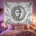 thumbnail image 2 of Sun and Moon with Clouds on Off-White Background, Mystical Vintage Illustration for Space Lovers, Celestial Wall Art Decor, Housewarming Gift, Tapestry Wall Hanging for Bedroom and Living Room, 2 of 7