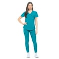 thumbnail image 4 of Scrubs for Women Set Ultra Stretch Form Fitting Womens Scrub Set (Teal, 2X-Large), 4 of 8