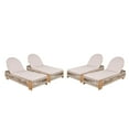 thumbnail image 3 of Christopher Knight Home Adjustable Outdoor Wood Chaise Lounge with Cushion, Rope Accent, Beige, Set of 4, 3 of 13