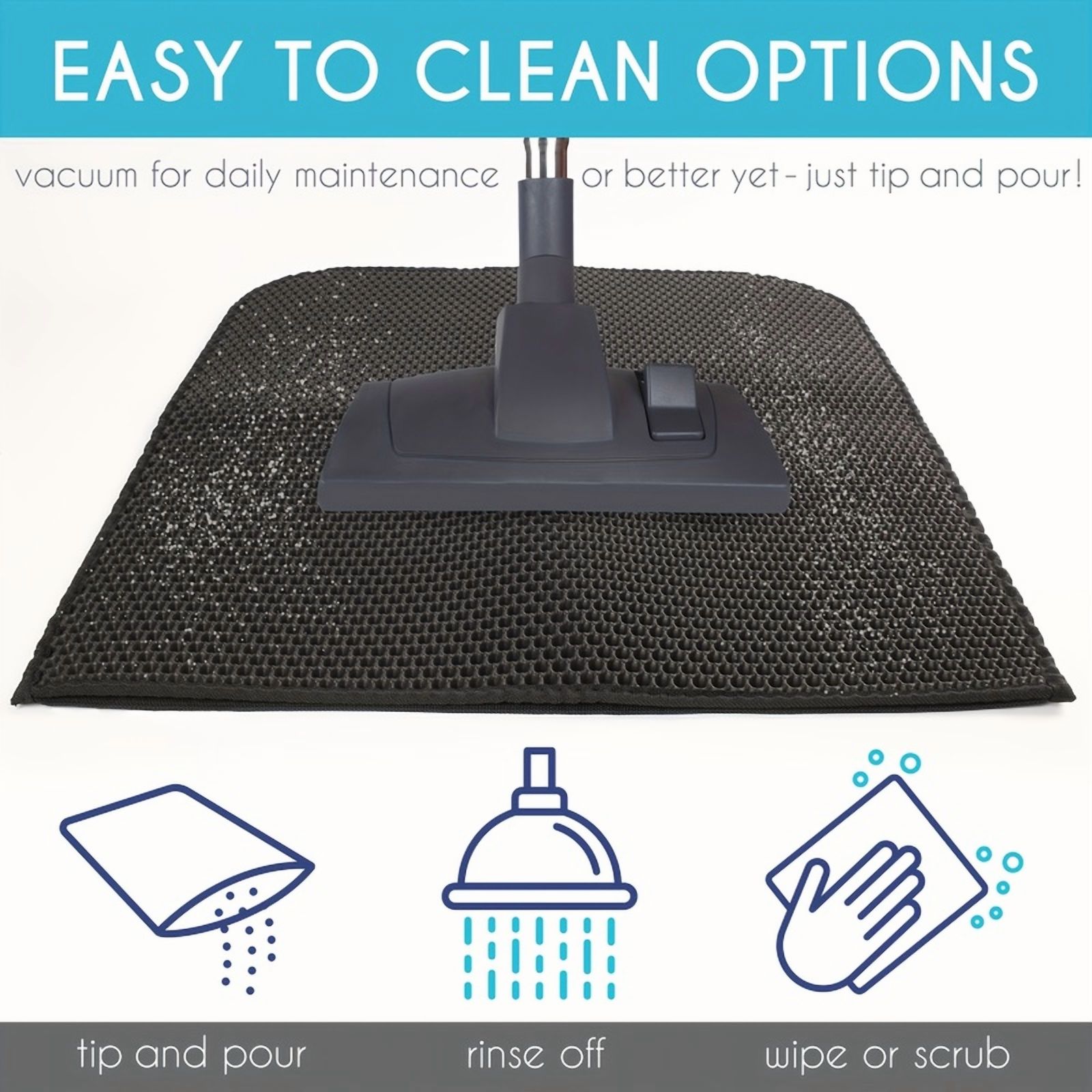 Double layer honeycomb cat litter mat - easy to clean, non-slip base - suitable for cat litter boxes and pet toilet areas