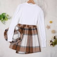 thumbnail image 4 of Toddler Kids Child Girls Long Sleeve Ribbed Solid Tops Blouse Plaid Skirt with Hat Outfit Set 3PCS, 4 of 8