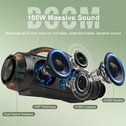 DOSS Extreme Boom+ Bluetooth Speaker with 100W Stereo Sound, Rich Bass, IPX6 Waterproof, 20H Playtime, Power Bank, Mixed Color Light, Portable Speaker for Outdoor, Camping, Beach