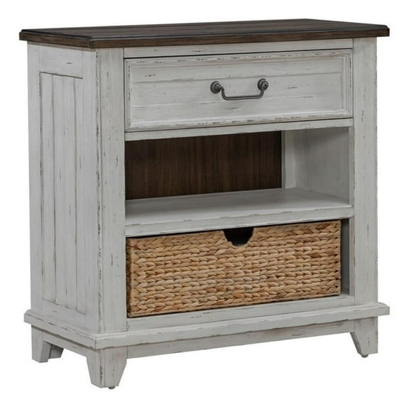 River Place Bedside Chest with Charging Station - Riverstone White
