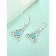thumbnail image 6 of VESITIM Sterling Silver Celtic Knot Leverback Earring Created Green Heart Opal Dangle Drop Earrings Triangle Trinity Knot Women Jewelry, 6 of 7