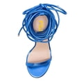 thumbnail image 4 of FSJ Women Classic Open Round Toe Lace up Sandals Thin Band Crystal Beads High Heeled Pumps Wedding Dressy Daily Wear Bowknot Shoes Size 9 Blue, 4 of 4