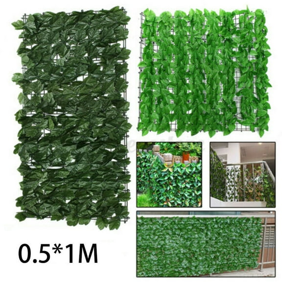 Walbest 19.7" x 39.4"(50x100cm)Artificial Hedg Roll Faux Ivy Leaves Fence, Artificial Ivy Privacy Fence Screen, Mesh Backing, Decorative Fence Leaf for Outdoor Garden Porch Patio