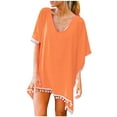 thumbnail image 2 of Summer Fashion Savings AXXD Beach Cover Ups for Women Plus Size Kaftan Chiffon Tassels Swimwear Beach Loose Bikini Cover Up, 2 of 7