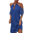 thumbnail image 2 of Robes Formelles et de Soirée Aqestyerly Femmes Dentelle Manches Courtes Col Rond Licou Unies Longues Robes Robe Ample, 2 of 6