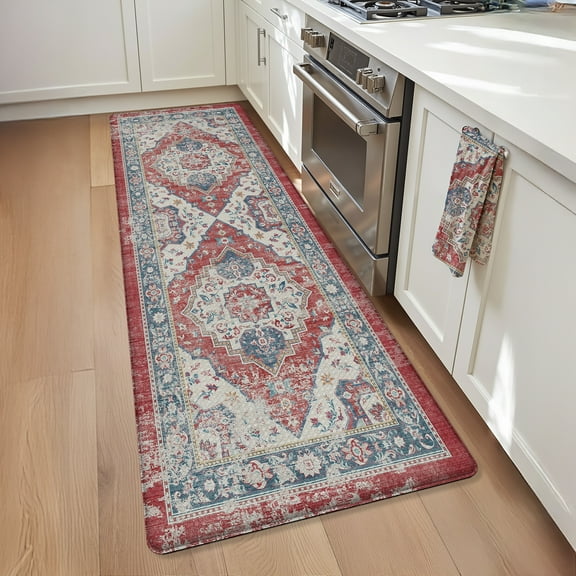 OEAKAY Anti Fatigue Kitchen Mat, Ergonomic Cushioned & Waterproof, Extra Thick Non-Slip Backing, Easy Care Persian Design 24"x59" Kitchen Mats for Floor