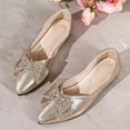 thumbnail image 5 of Womens Gold Flats Pointed Toe Bow Rhinestone Sparkly Glitter Wedding Party Comfortable Dress Shoes Cushioned Insole Faux Faux Leather,Size 9, 5 of 9