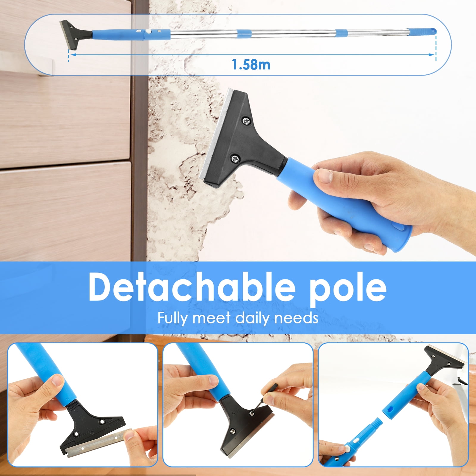 Xiyztok Cleaning Glass Wall Scraper Set Adjustable Versatile Sticker Caulk Remover Tool Solid Tile Window Scraper with Blades for Removing Adhesive