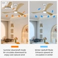 thumbnail image 6 of 52" Ceiling Fans with Lights, Remote Control Reversible Ceiling Fan, Quiet DC Motor 3 Blade Wood Ceiling Fans 6 Speed Levels, for Patio Living Room, Bedroom, Office, Indoor, White +Natural, 6 of 9