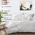 thumbnail image 4 of Marble Bedding 3 Piece Duvet Cover Set Queen Size, Grey Golden Crack Minimalistic Abstract Soft Microfiber Comforter Cover with Zipper Closure & Pillowcases, Wrinkle & FadeResistant Quilt Cover, 4 of 9