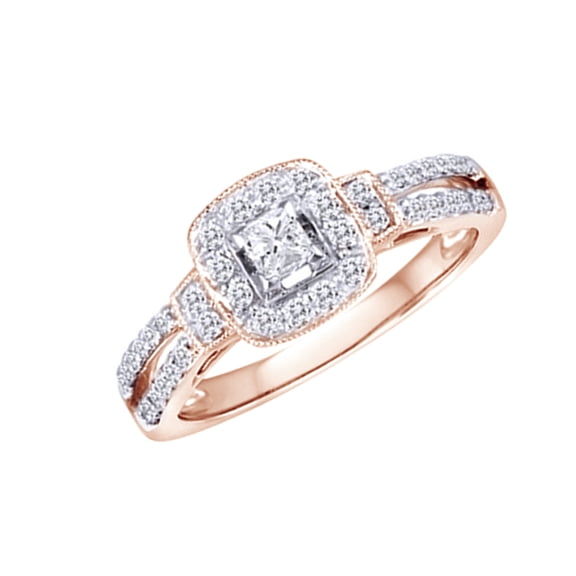 AFFY White Natural Diamond Promise Ring In 10k Rose Gold (0.5 Cttw)