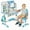 Blue, variant on YNCE Kids Desk and Chair Set, Height Adjustable Kids Art Desk, Ergonomic Study Table for Kids, Childrens Table and Chair Set with Cartoon Pattern, Drawer, Bookshelf, Spacious Table for Kids