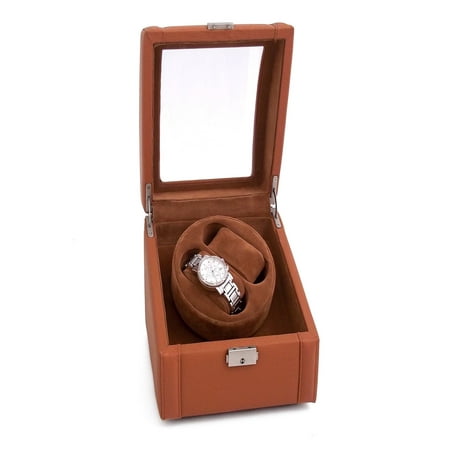 Leather Two Watch Winder - Tan Leather - 7.5W x 6.5H in.