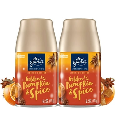 Glade Automatic Spray Refills, Air Freshener, Golden Pumpkin & Spice, Fragrance Infused with Essential Oils, 6.2 oz, 2 Count