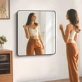 thumbnail image 6 of VONIGEE 36x40 Inch Black Bathroom Mirror, Rectangular Wall Mounted Vanity Mirror with Metal Frame Round Corner, Matte Black Decorative Mirror for Bedroom, Living Room, Entryway, 6 of 8
