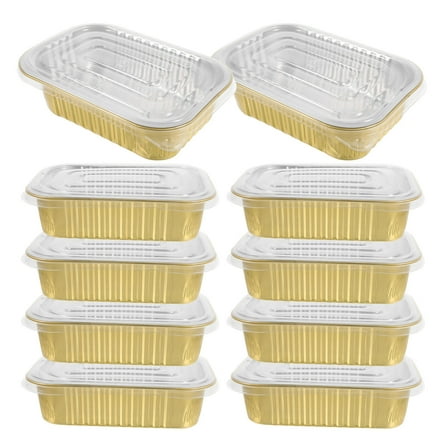 OFFIGAM eelf 10 Sets Disposable Aluminum Foil Pans with Lids Oven Safe BBQ Grilling
