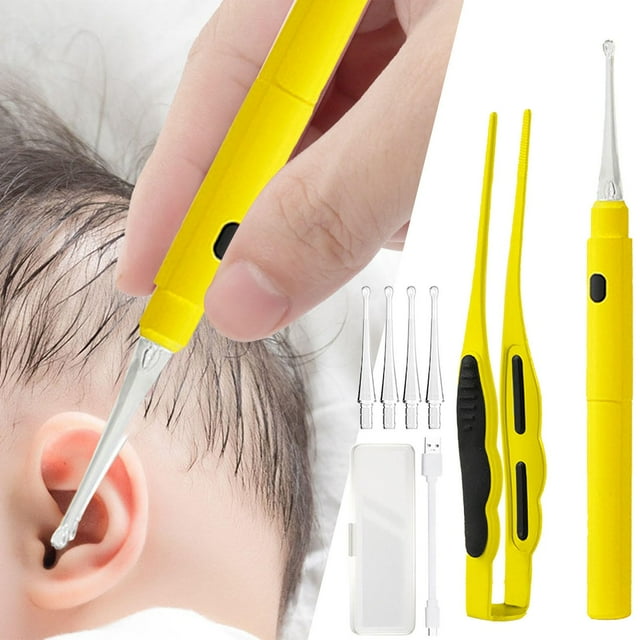 BKER Rechargeable Visual Children's Luminous Ear Scoop Baby Ear Scoop Ear Wax Tweezers Ear Picking Tool Set