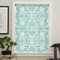 thumbnail image 4 of Light Green Blue Floral Semi Sheer Curtains Drapes for Living Room, Bedroom, French Doors Window 45 Inches Long, Vintage Pastoral Botanical Rod Pocket Chiffon Curtain Drapery Voile Draperies Panel, 4 of 6