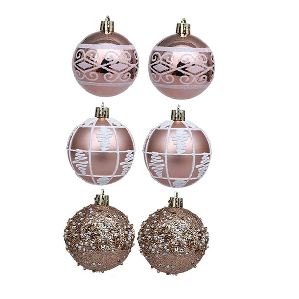 6 Adornos Navideños de Bolas Colgantes Reutilizables para Decoración Navideña Oro rosa