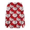 thumbnail image 5 of Women's Fashionable Casual Zippered Hooded Sweatshirt Jacket with Christmas Print and Drawstring, Furry Plush for Winter,Deep Red,XL, 5 of 6