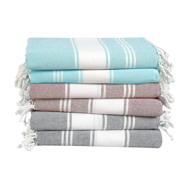 Toalla de playa LANE LINEN, juego de 6 toallas de piscina turcas, 100% lino