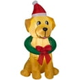 thumbnail image 2 of 3 1/2' Gemmy Airblown Inflatable Christmas Yellow Lab w/ Santa Hat & Wreath Yard Decoration, 2 of 2