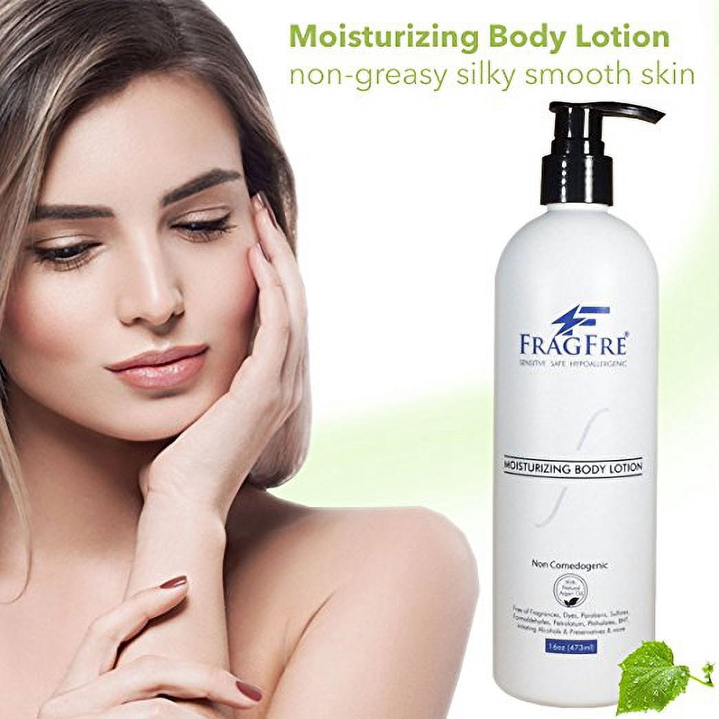 FRAGFRE Moisturizer for Sensitive Skin 16 oz - Fragrance Free Non Comedogenic Lotion - Zinc Oxide for UVA UVB Sun Protection - Oily / Combination Skin