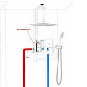 Ceiling Shower System LED Rainfall Shower Faucet Set Bathroom 16 Inch Shower Head Valve Set Rain Overhead Shower Set Matte Black Shower Fixtures System