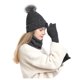 thumbnail image 4 of Sombreros de mujer de moda casual de invierno que mantienen el calor sólido conjunto de gorro de punto bufanda guante mujer sombrero de acrílico, 4 of 6