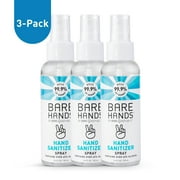 Bare Hands Hand Sanitizer Spray with Aloe, Calendula Extract & Chamomile, 3.4 fl oz - 3 Pack