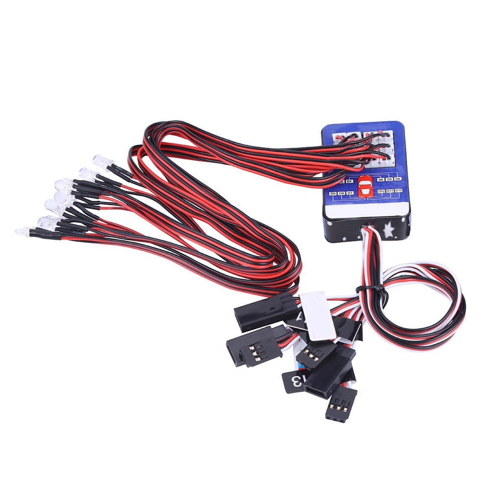 Accessoire Modélisme Camion Crawler Kit Éclairage Voiture RC 12 LED - Système Frein Direction Clignotants Pour RC 1/10 1/8, Lumière Stroboscopique