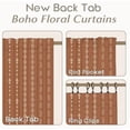 thumbnail image 4 of Terracotta Sheer Linen Boho Patterned Curtains 64 Inches Long for Living Room 2 Panel Sets, 4 of 5