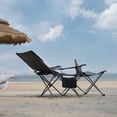 thumbnail image 2 of Reclining Beach Chair for Adults, 8-Legged Camping Chair with Foot Rest, Orange, 2 of 9
